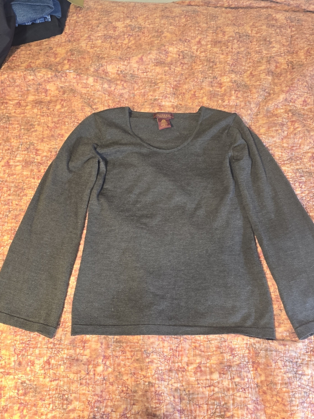 Vintage 90s SILVANA Made in Italy 100% Extrafine Merino Wool Scoop Neck Top M